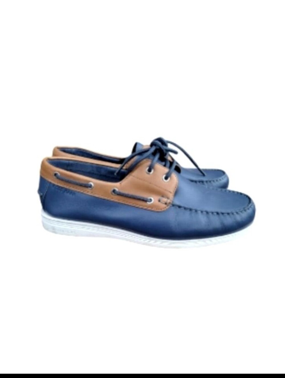 Cole Haan Leather Cornell 2 Eye Blue Brown Boat Shoe Loafer Preppy Dress Men 9 - Picture 11 of 11
